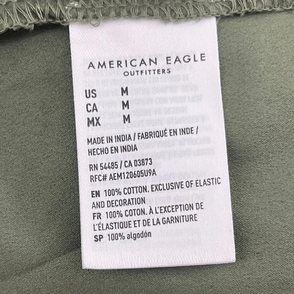 American Eagle Eyelet Embroidered Mini Dress Women M Green Cotton Ruffle Mori - Picture 14 of 15